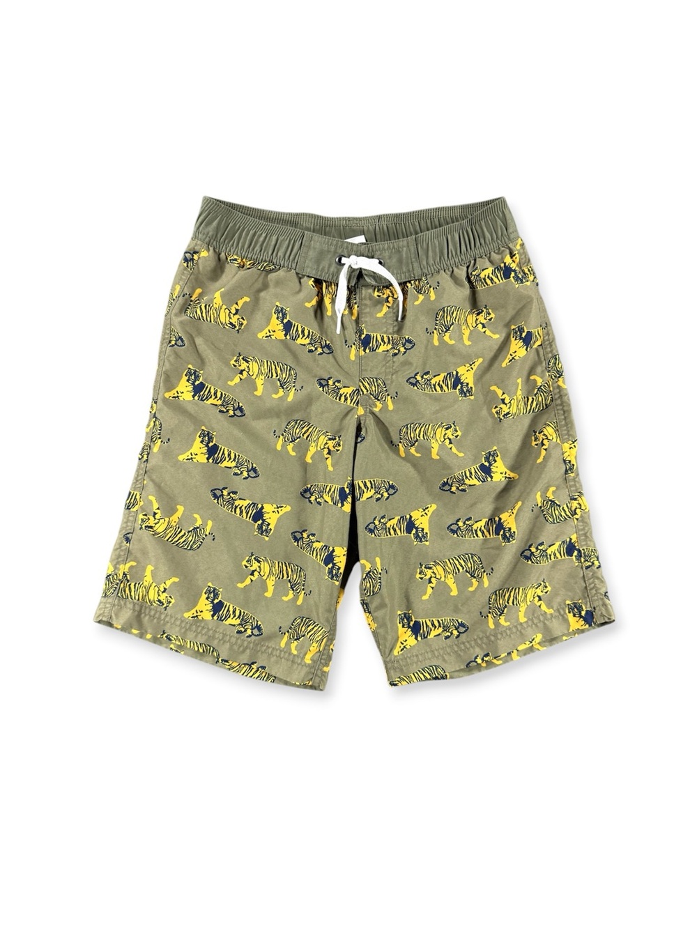 Hanna Andersson Tiger Print Swim Trunks | Olive Green | Size 10